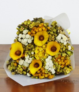 Buquê com flores naturais Secas - Amarelo