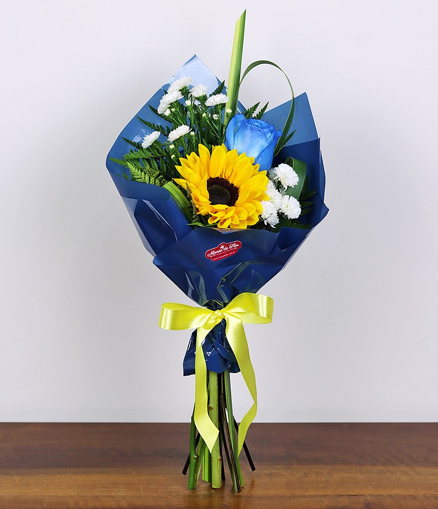 Ramalhete Girassol e Rosa Van Gogh