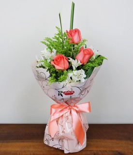 Mini buquê de Rosas - Pra Te Ver Sorrir Salmão