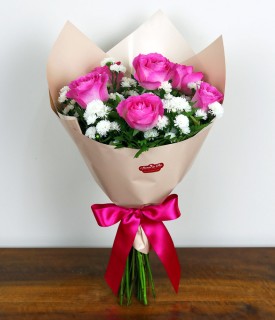Buquê de 06 Rosas Pink