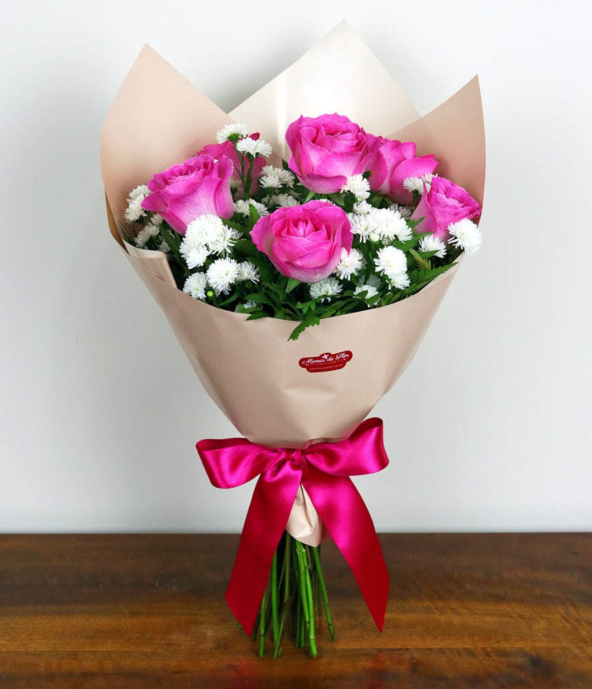 Buquê de 06 Rosas Pink