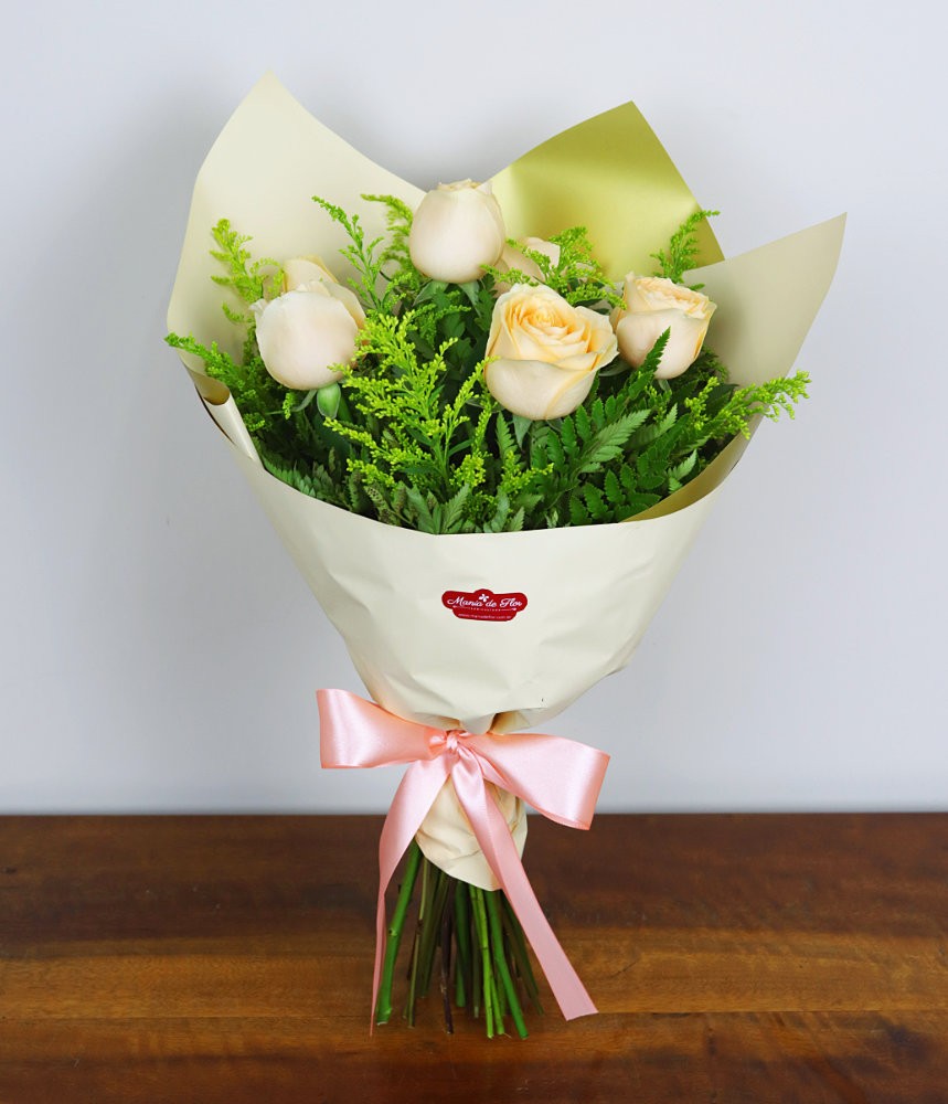 Buquê de 06 Rosas Champagne