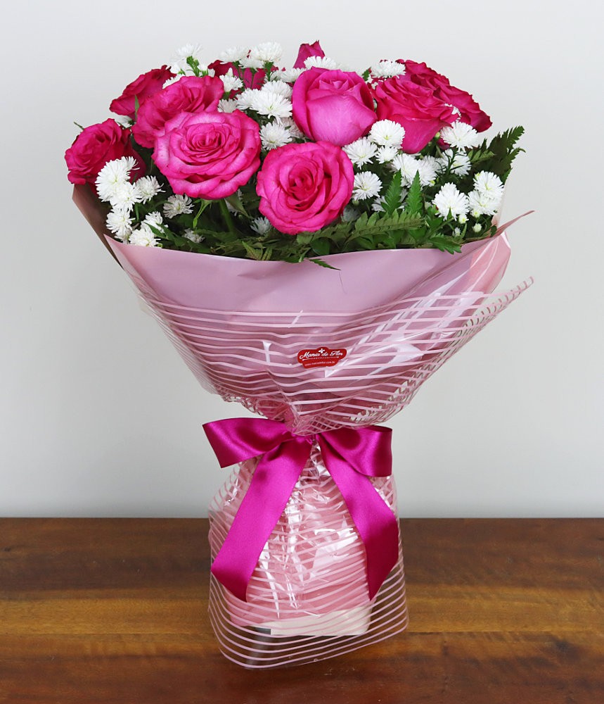 Buquê de 12 Rosas Pink